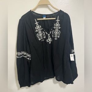 OLD NAVY Lace-Up Embroidered Blouse size- XL
